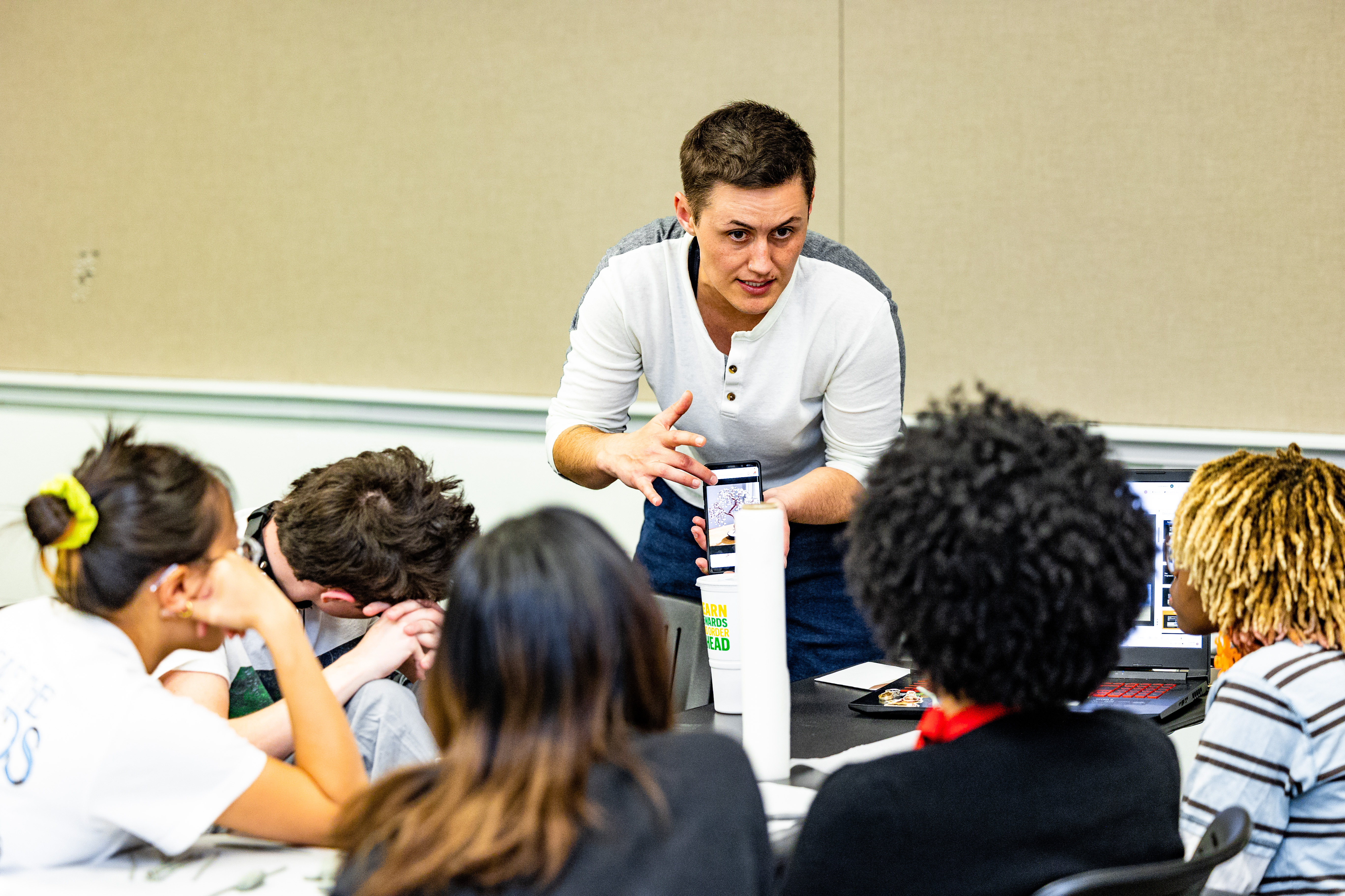 University of Memphis students collaborate on different ideas for the BlueOval City sculpture.